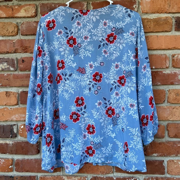 J. Jill Blue Floral Button Down Shirt Size XLP - Picture 4 of 8
